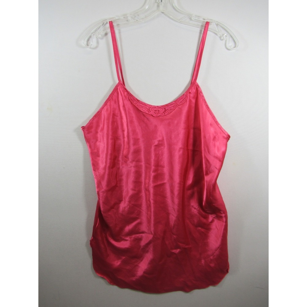 Vintage 90s Basic Editions Pink Satin Babydoll Chemise Large Sleeveless